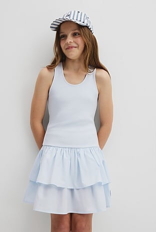 Teen Australian Cotton Blend Sleeveless Knit Woven Dress