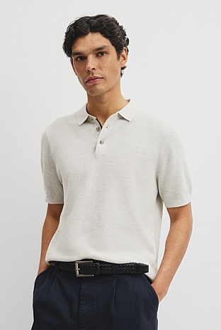 Short Sleeve Australian Good Earth Cotton Pique Knit Polo