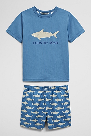 Short Sleeve Shark Pyjama Set