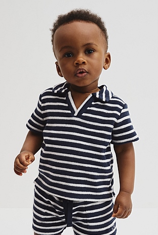 Relaxed Fit Stripe Terry Polo