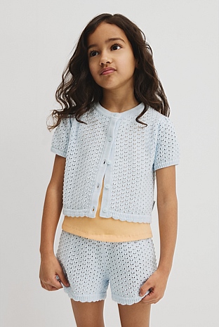 Short Sleeve Detail Knit T-Shirt