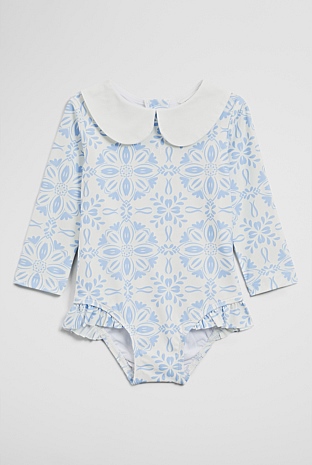 Long Sleeve Spot One Piece Swimsuit