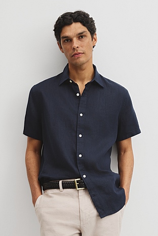 Regular Fit Short Sleeve Linen Shirt