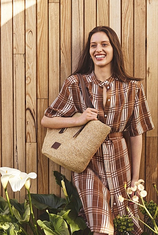 Check Silk Shirt Dress