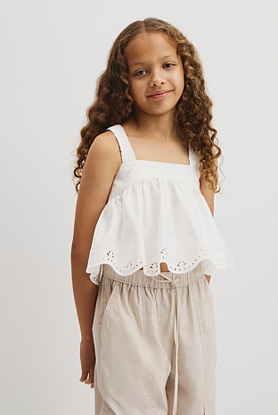 Teen Sleeveless Cutwork Cami Top
