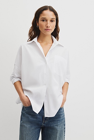 Drape Sleeve Cotton Shirt