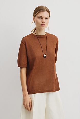 Fine Mesh Knit T-Shirt