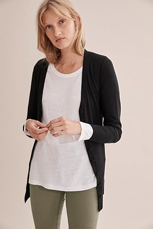 Black Wool Silk Cardigan Knitwear Country Road