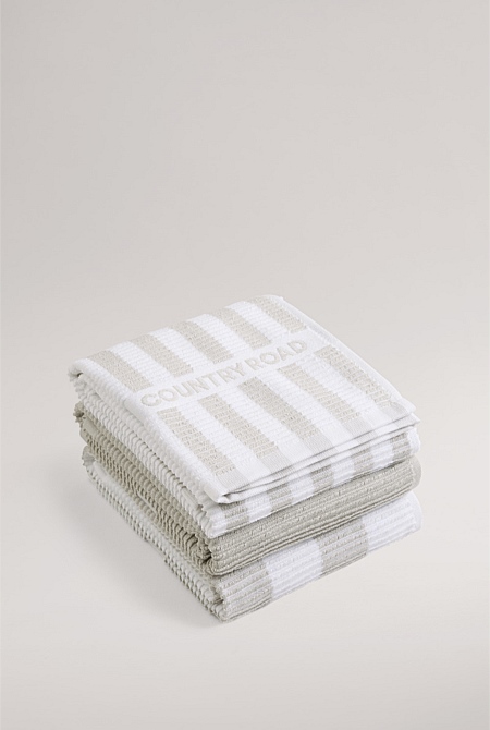 Trendy Black & White Tea Towels (Set of 3)