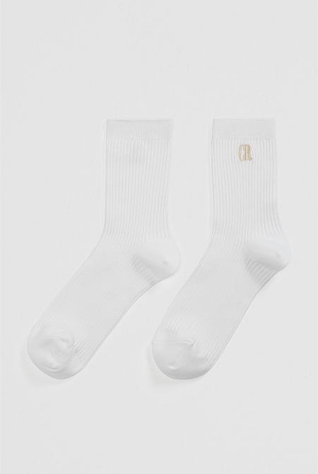 Australian Cotton Blend CR Ribbed Three-Quarter Crew Sock