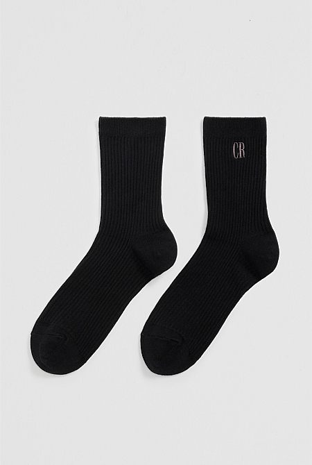 Australian Cotton Blend CR Ribbed Three-Quarter Crew Sock