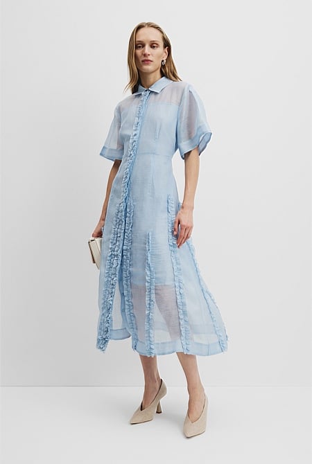 Micro Ruffle Shirt Dress