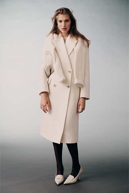 Double-Breasted Boucle Coat