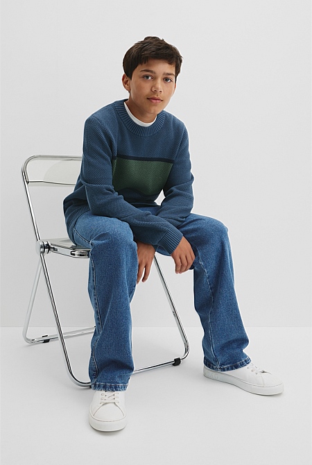 Teen Australian Cotton Stripe Textured Knit