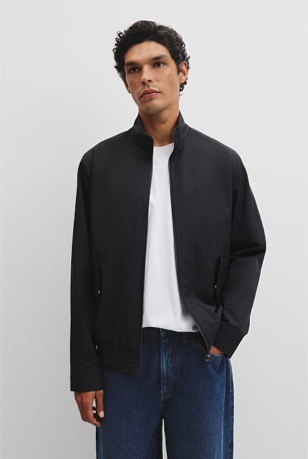 Cotton Nylon Funnel Neck Jacket