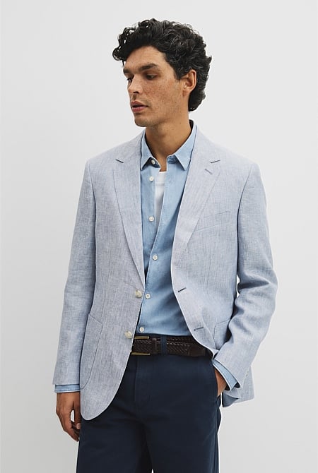 Regular Fit Linen Chambray Jacket