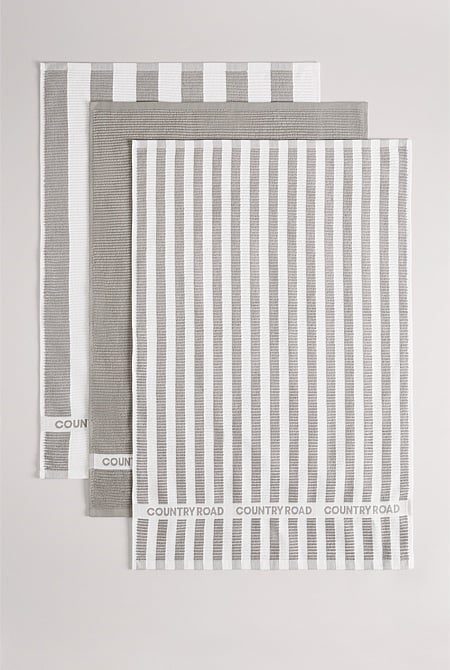 CR Stripe Australian Cotton Tea Towel Pack of 3