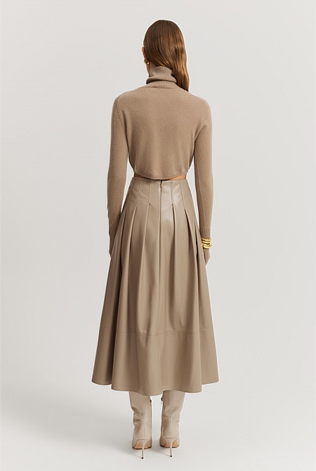 Cashmere Blend Cropped Roll Neck Knit