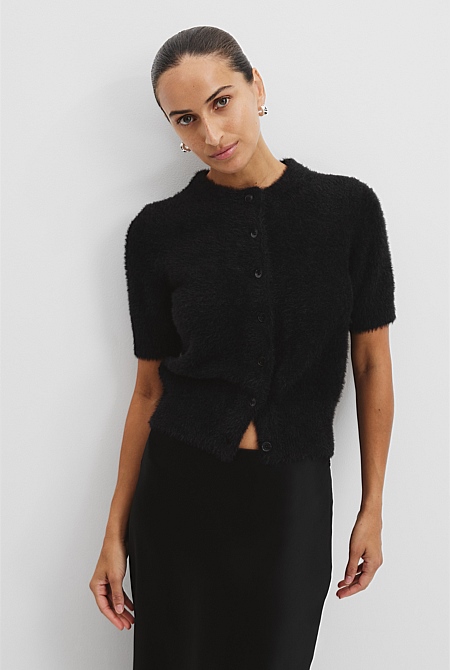 Fluffy Button Detail Knit