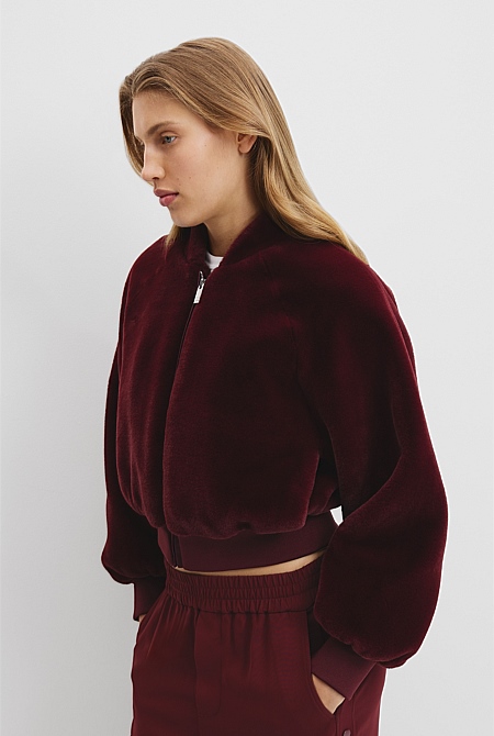 Recycled Polyester Fur Bomber Jacket