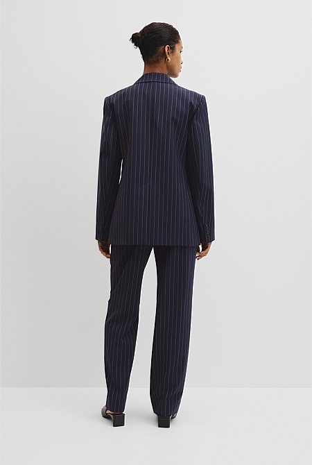 Wool Blend Pinstripe Classic Blazer