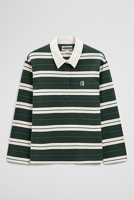 Australian Cotton Stripe Rugby Polo Sweat Australian Cotton Stripe Rugby Polo Sweat