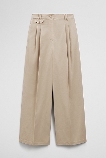Cotton Blend Pleat Front Pant Cotton Blend Pleat Front Pant