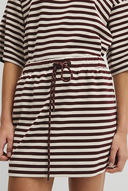 Australian Cotton Blend Stripe Jersey Skirt