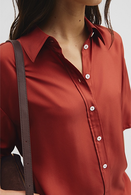 Short Sleeve Silk Shirt