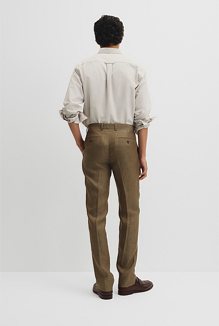 Regular Fit Tapered Linen Pant