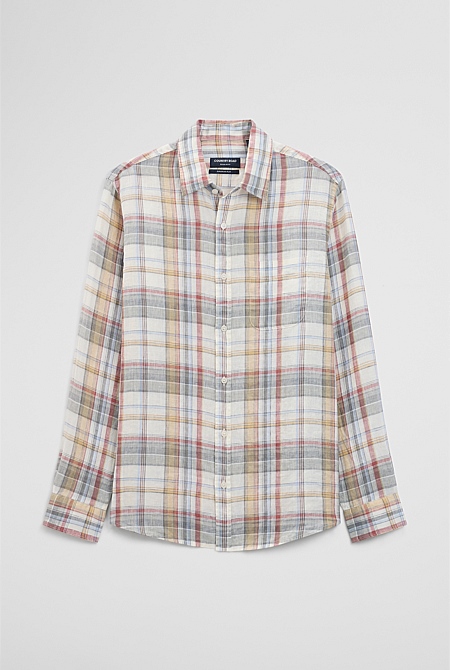 Regular Fit Linen Check Shirt Regular Fit Linen Check Shirt