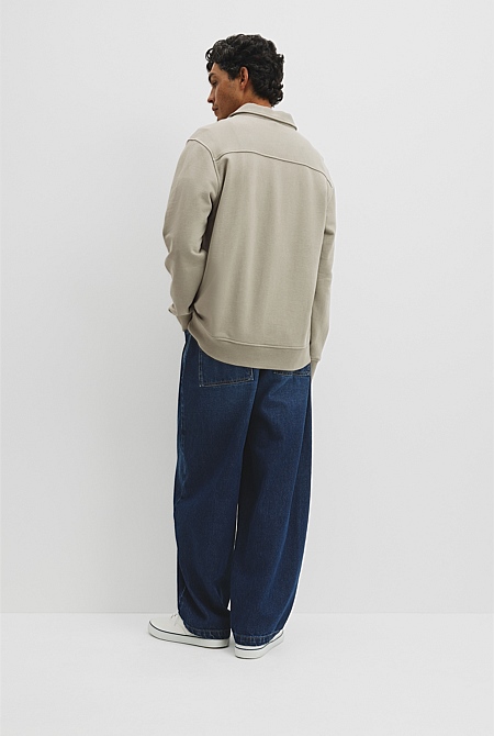 Australian Cotton Long Sleeve Folded Collar Sweat