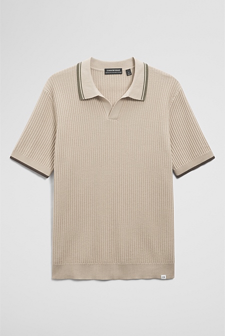 Australian Good Earth Cotton Tapered Trophy Polo