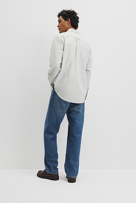 Regular Fit Australian Good Earth Cotton Oxford Stripe Shirt