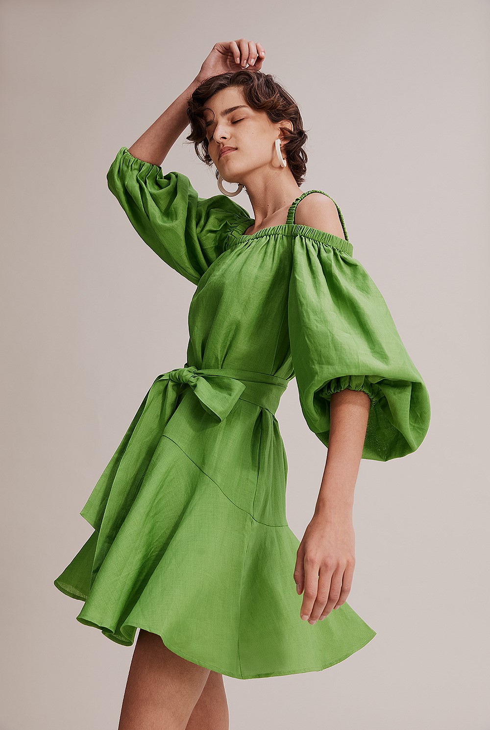 Vivid Green Ruched Strap Mini Dress - Dresses | Country Road