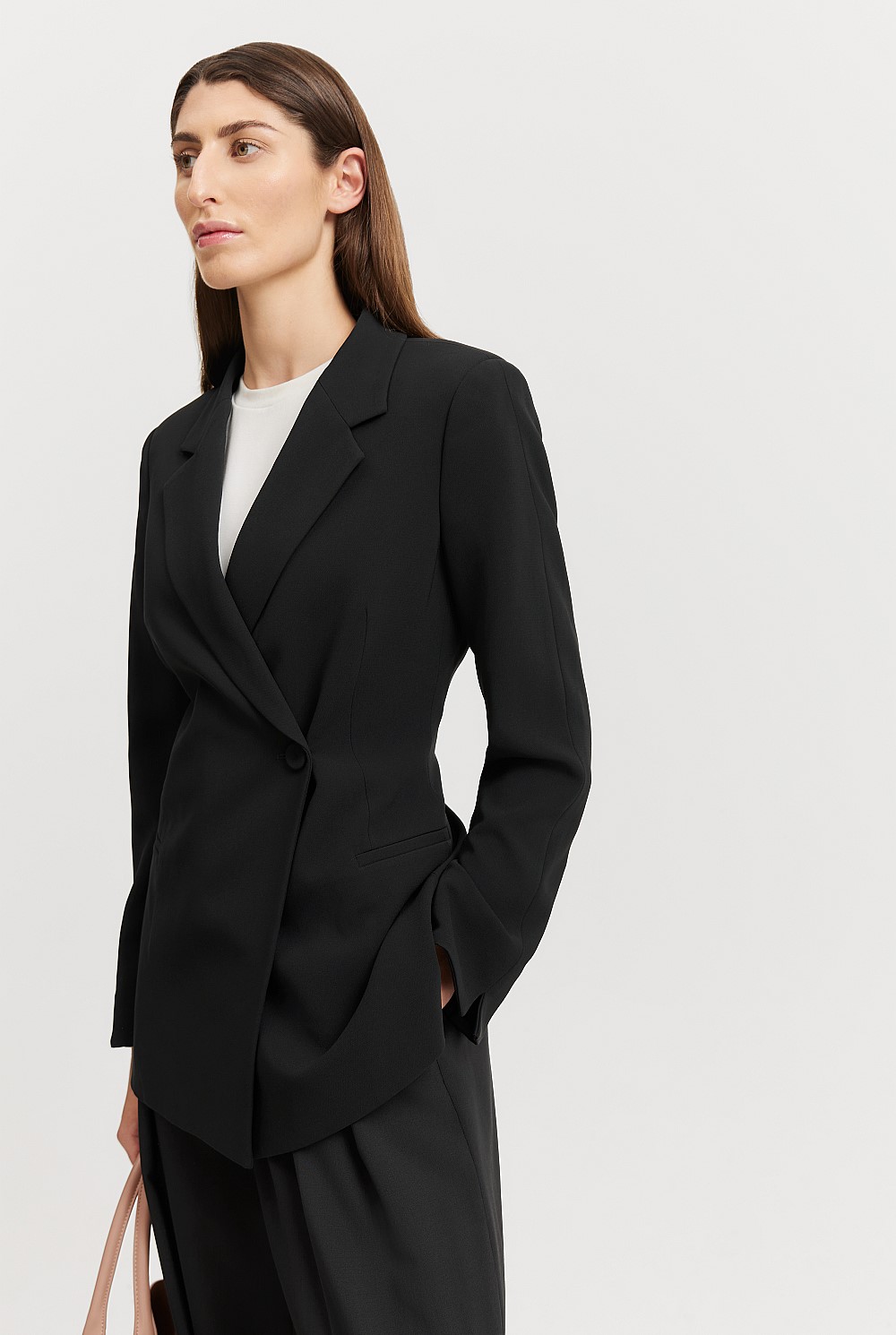 Black Longline Slim Blazer Work Country Road