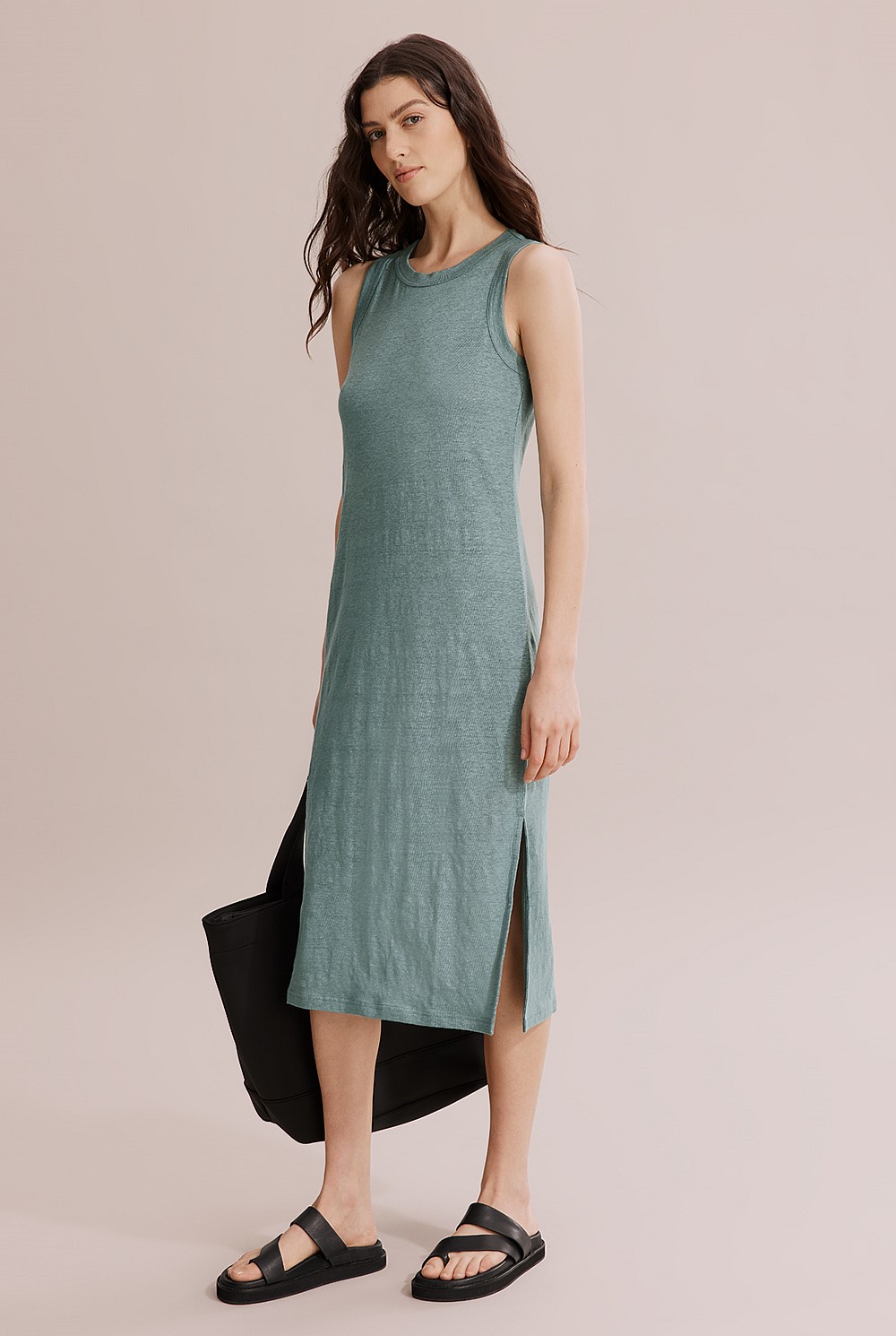 linen jersey tank dress Soft Sage Linen Jersey Tank Dress - Dresses