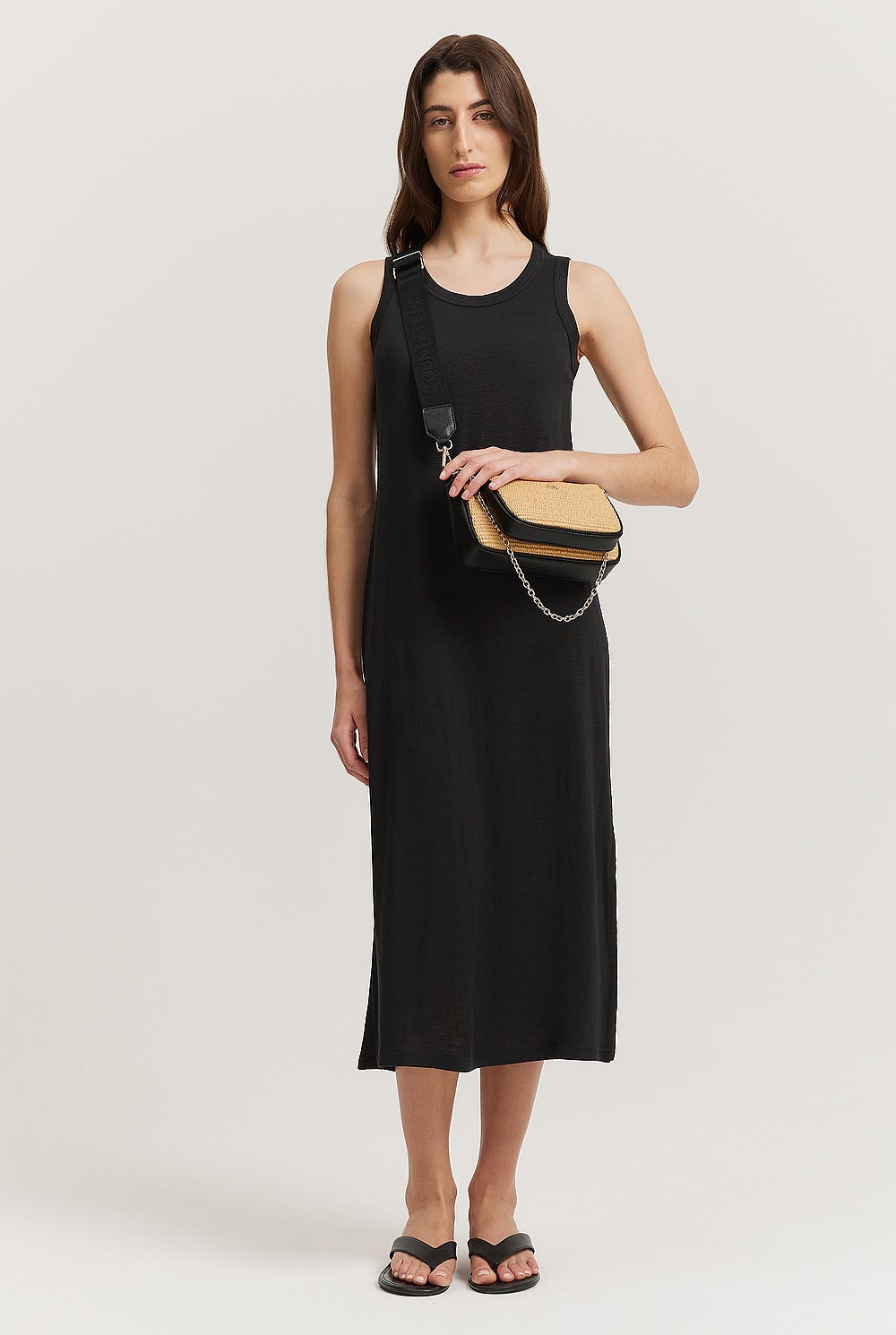 country road black linen dress Black Linen Summer Midi Dress - Dresses