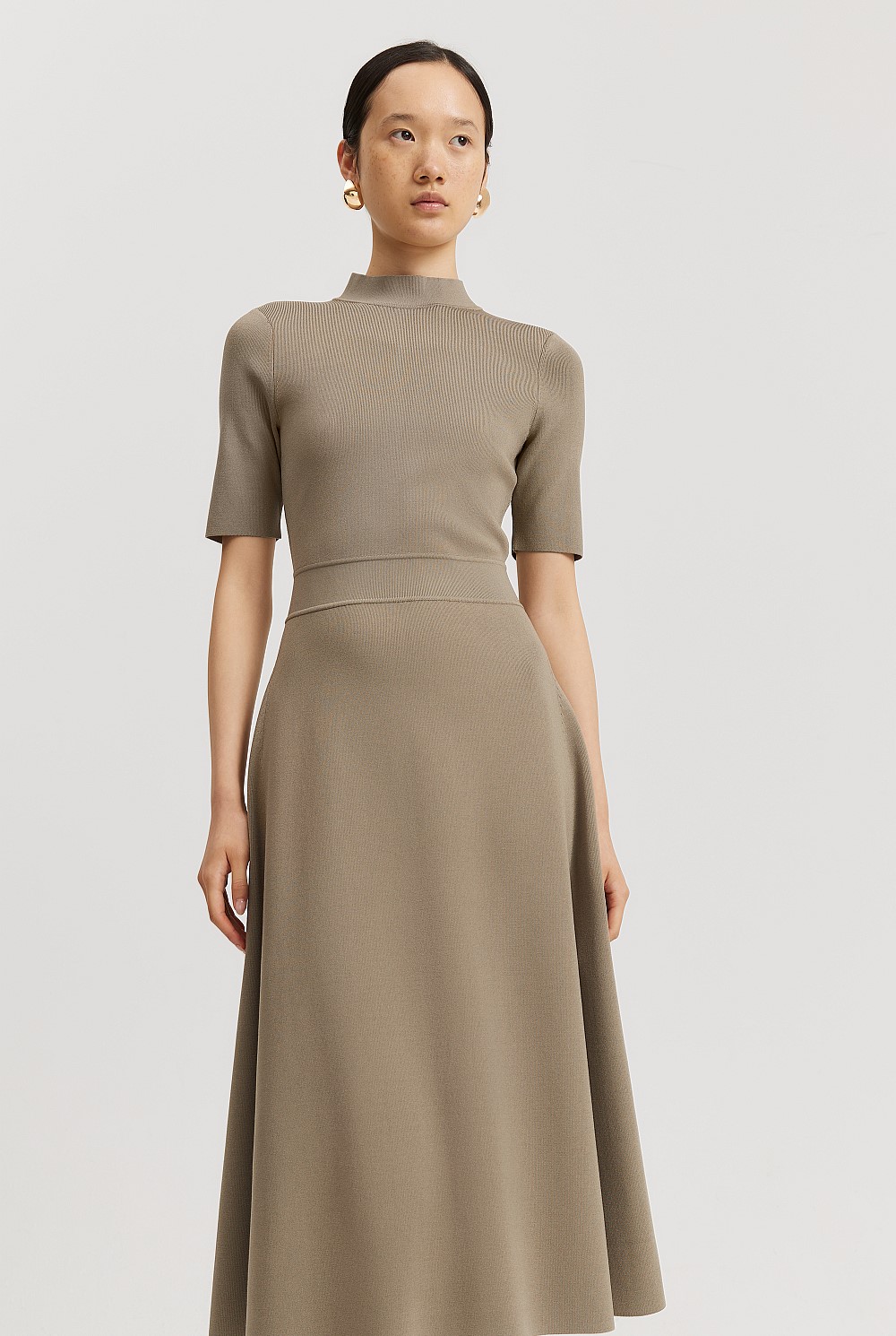 Sicilian Olive Compact Knit Dress - The Office Edit