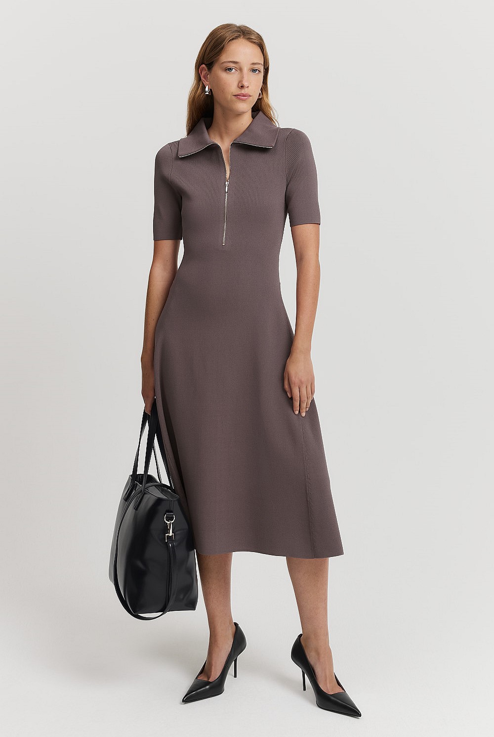 Truffle Compact Knit Dress - Dresses
