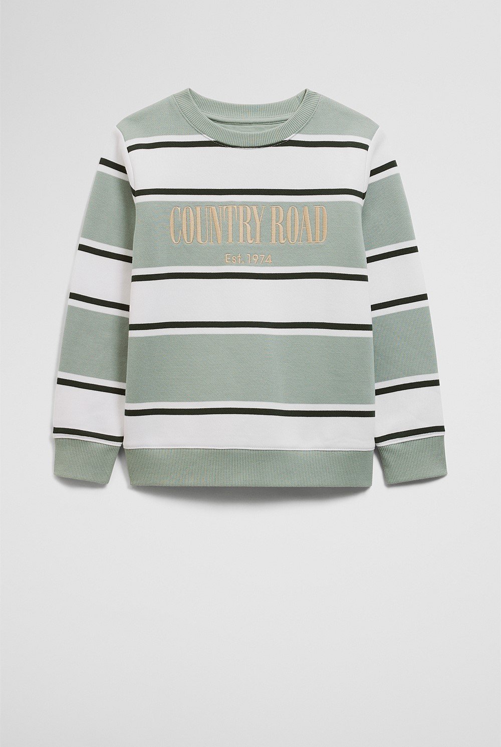 Australian Cotton Heritage Country Road Logo Sweater Fern Stripe