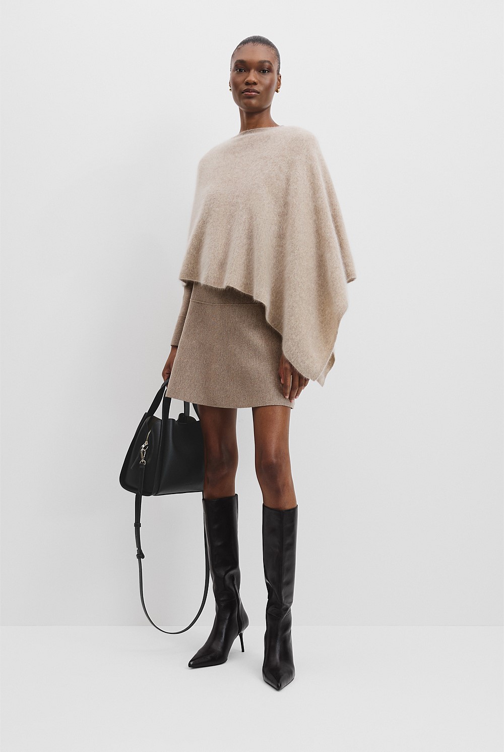 Taupe Marle Brushed Cashmere Wrap - Hats, Scarves & Gloves