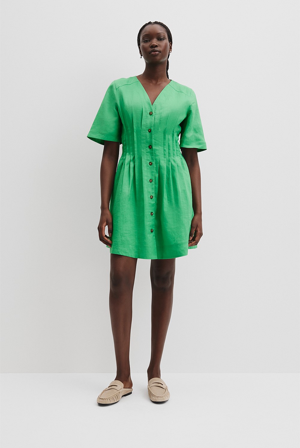 country road green dress Jade Fit And Flare Mini - Holiday Linen