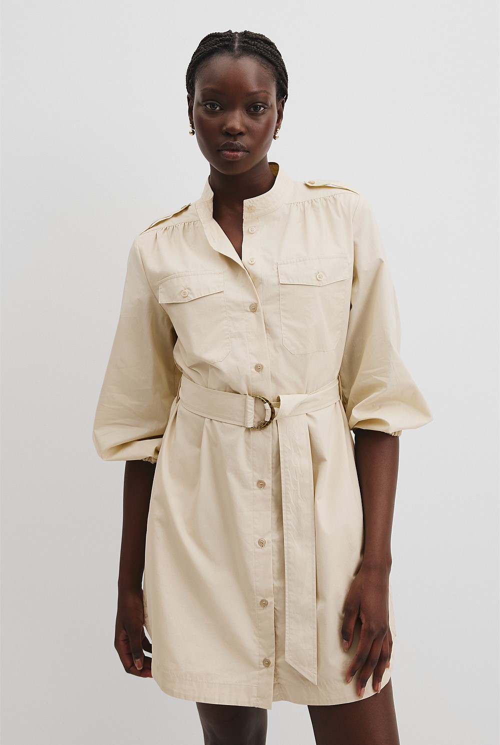 cream belted shirt dress Theory Belted Shirt Dress UFO No More