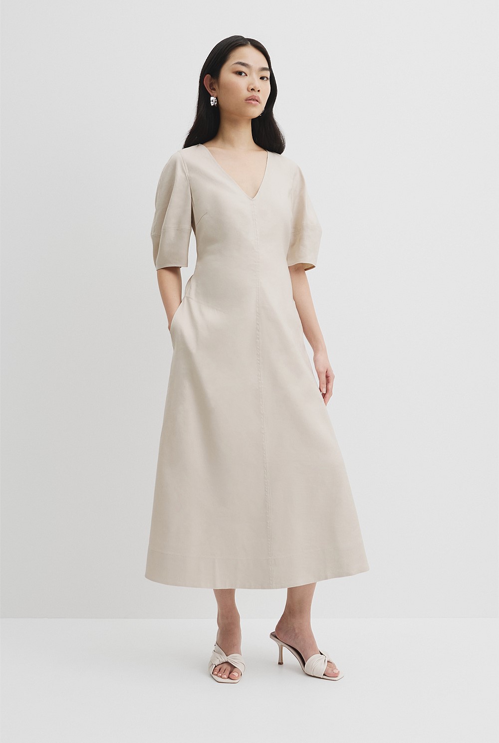country road formal dresses Tahini Fit and Flare Midi Dress - Event Furniture Legs