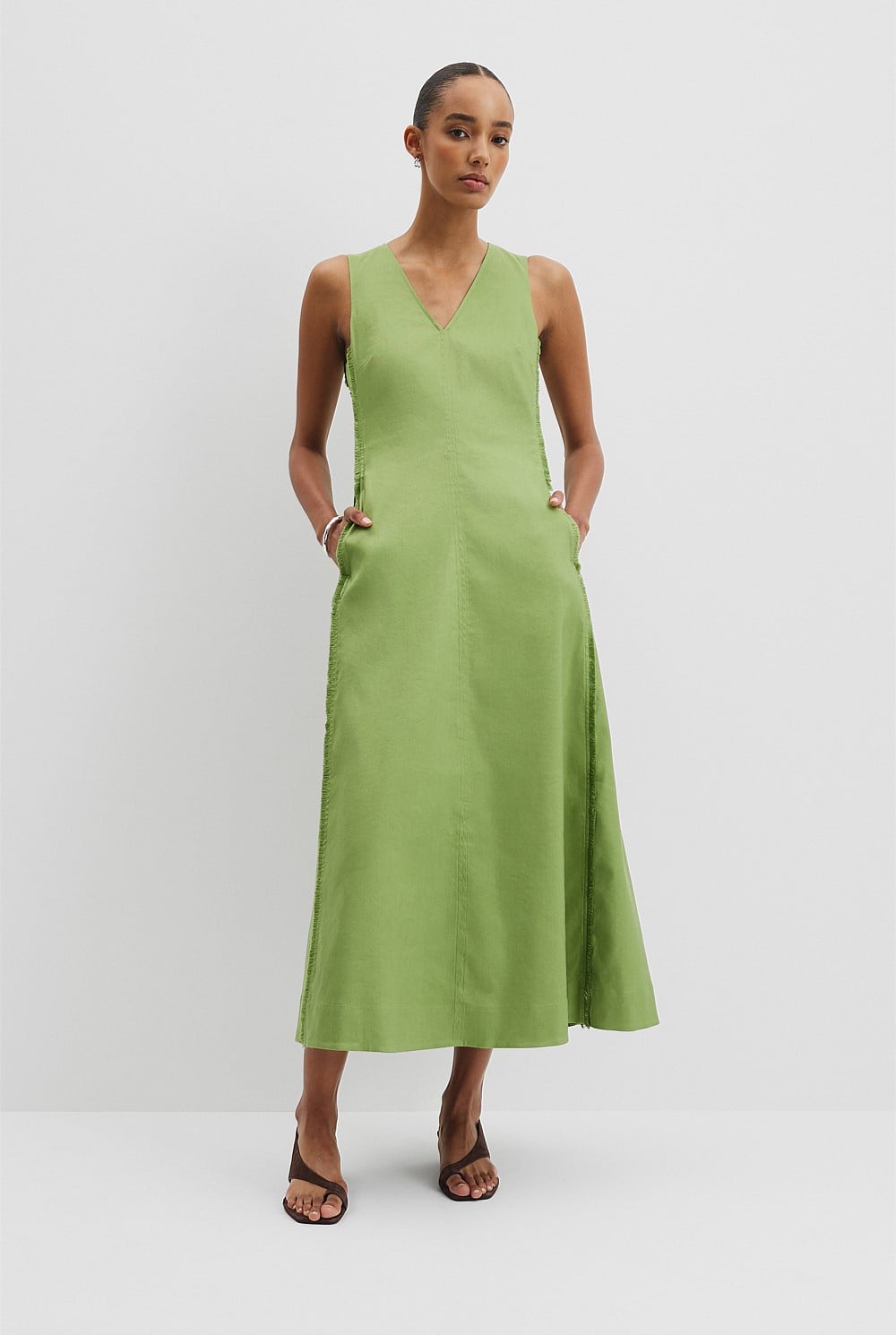 country road green maxi dress Country Road Vivid green ruffle dress