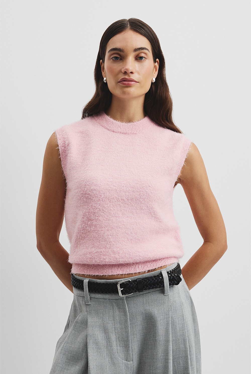 Floss Pink Fluffy Knit Tank - Knitwear | Country Road