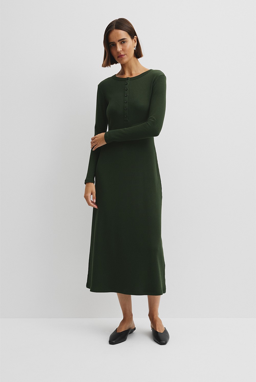 Long Sleeve Henley Dress Long Sleeve Henley Dress