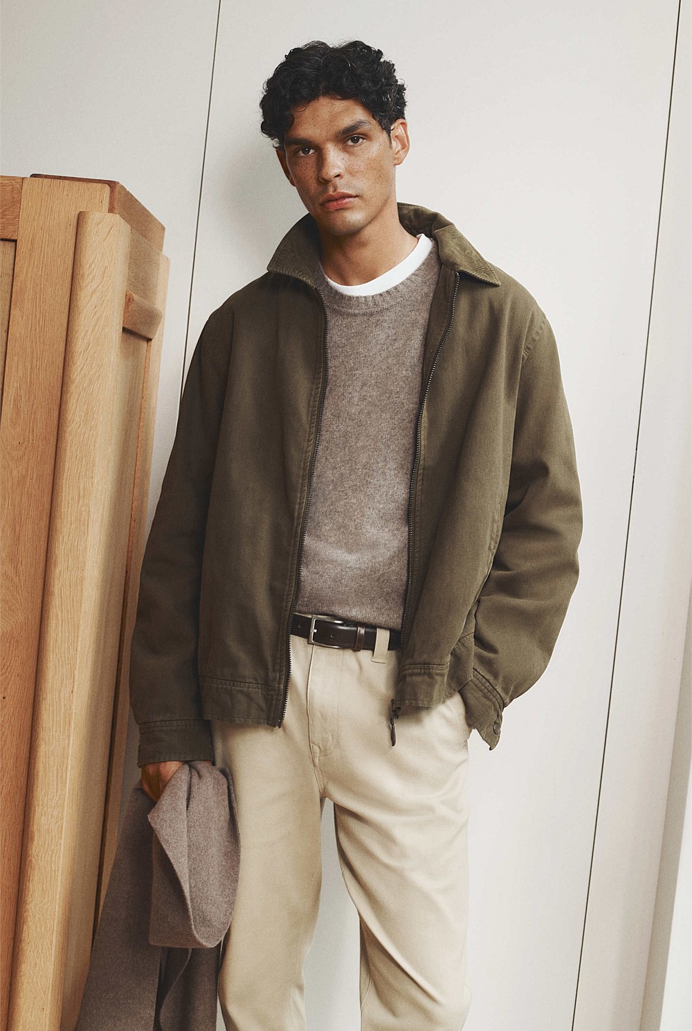 Khaki Garment Dyed Zip Harrington Jacket - Jackets & Coats