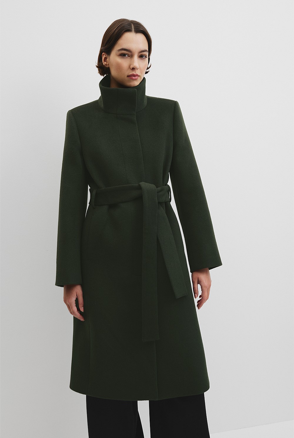 【即完売の緑】REVERSIBLE STAND COLLAR COAT Moss Green Stand Collar Coat - Winter Shop | Country Road